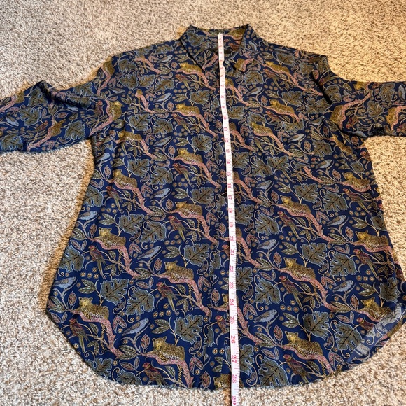 J. Crew Botanical Cheetah Jungle Button Up Silk Blouse AC373 - 10 - Picture 6 of 8